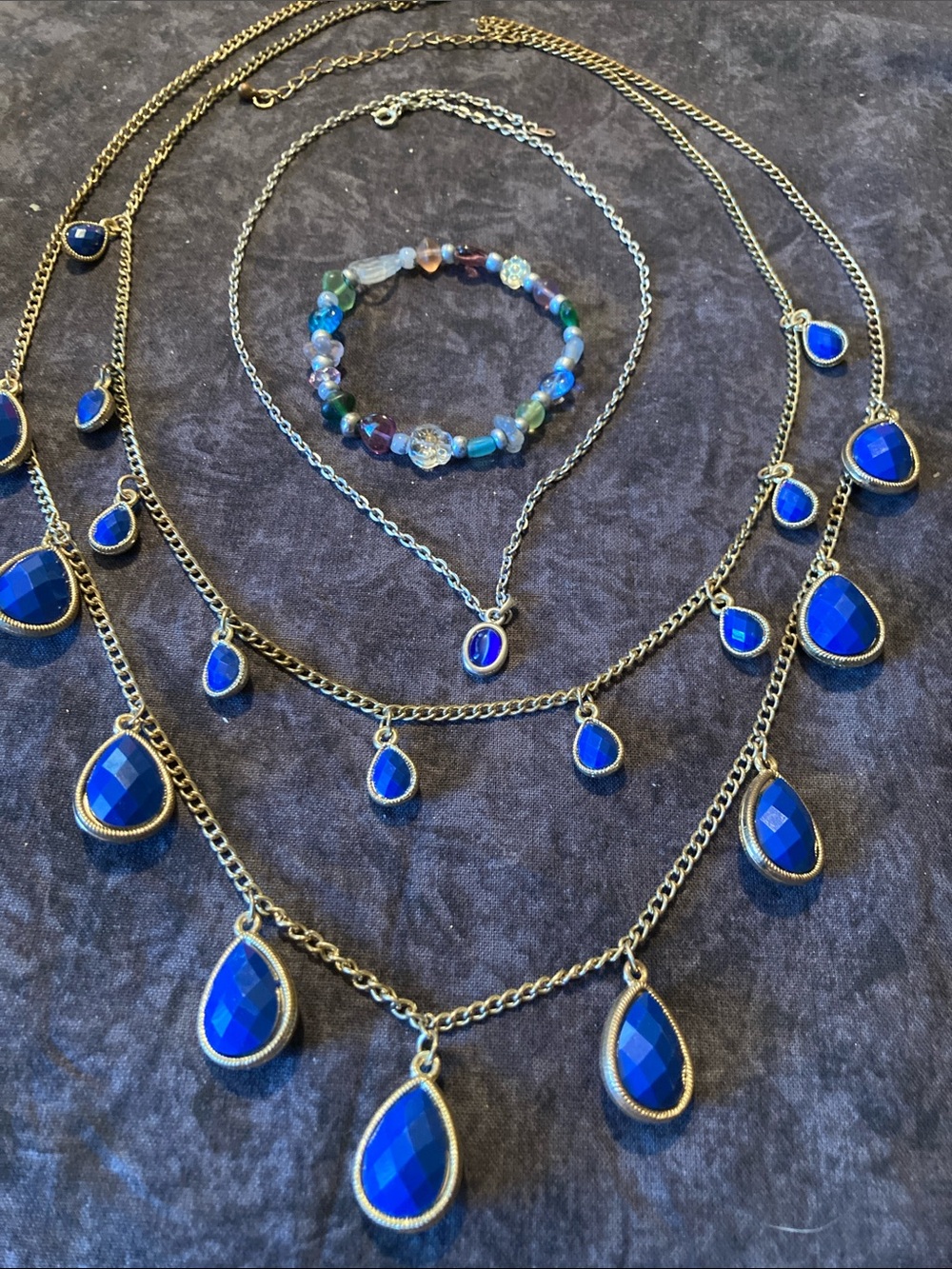 Gold-Tone & Silver Tone Blue Accent Jewelry Bundle